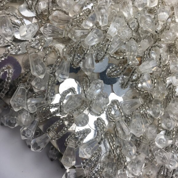 Vintage Beaded Sequin Clutch Evening Bag Wedding Snap White Made Hong Kong Purse - Picture 13 of 16